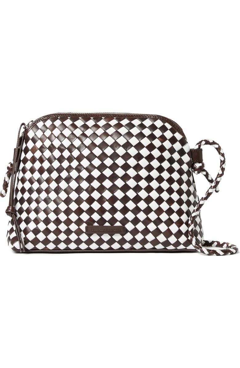 Loeffler Randall Mallory Woven Leather Crossbody Bag, Main, color, Chocolate/ White