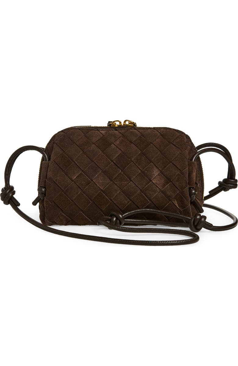 Bottega Veneta Concert Intrecciato Suede Crossbody Pouch, Alternate, color, 2132 Fondant-Gold