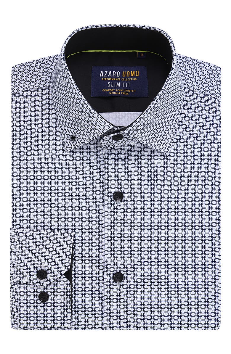 Azaro Uomo Patterned Long Sleeve Performance Button-Up Shirt, Alternate, color,