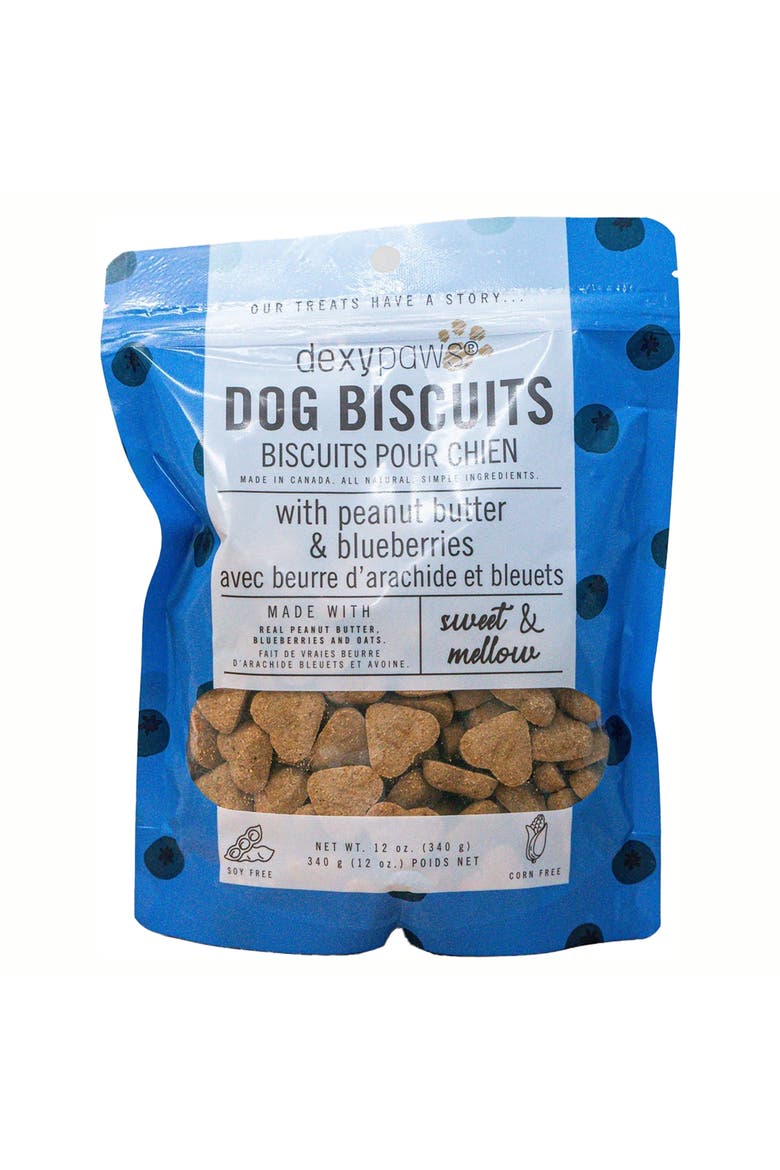 Peanut Butter & Blueberry Dog Biscuits 12oz, Main, color, Brown