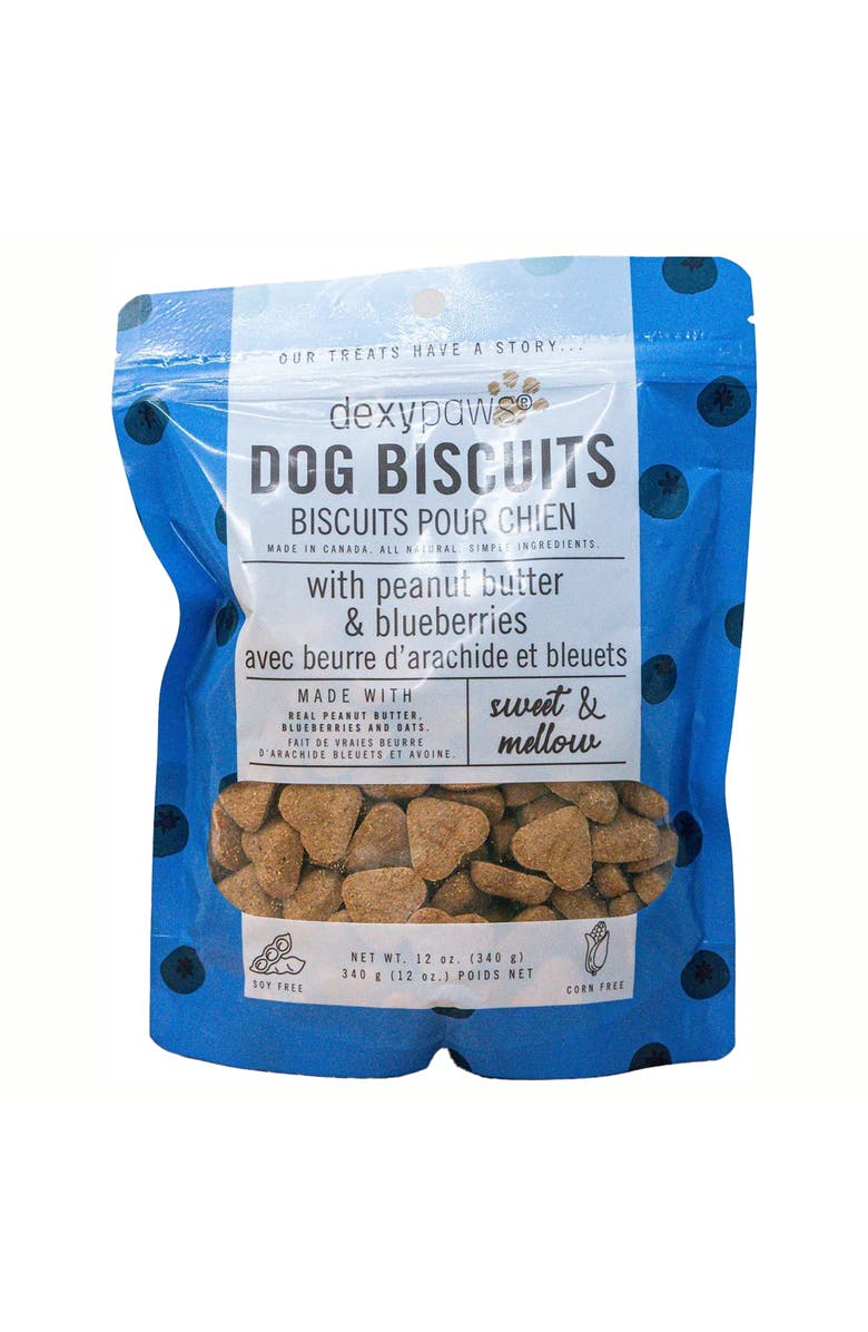 Dexypaws Peanut Butter
Blueberry Dog Biscuits 12oz, Main, color, Brown