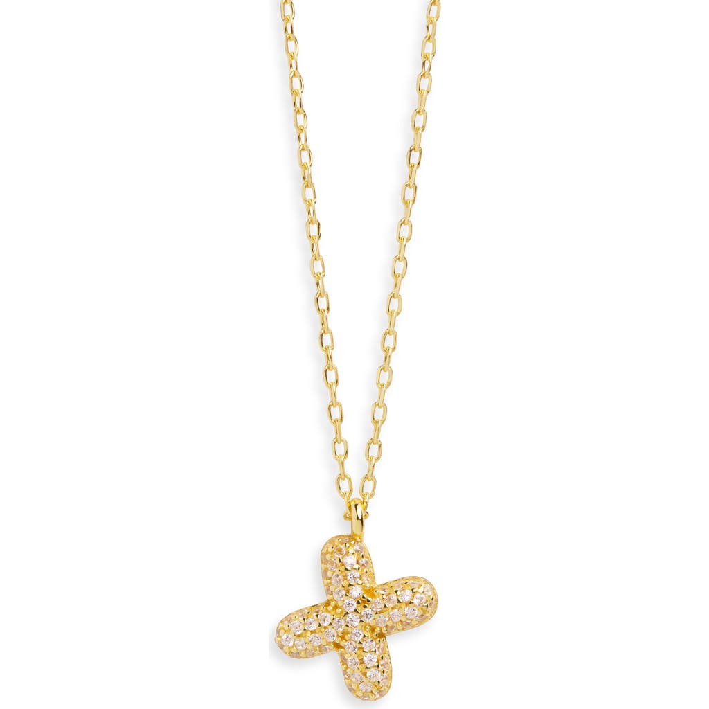 Argento Vivo Sterling Silver Cubic Zirconia Bubble Inital Pendant Necklace In Gold