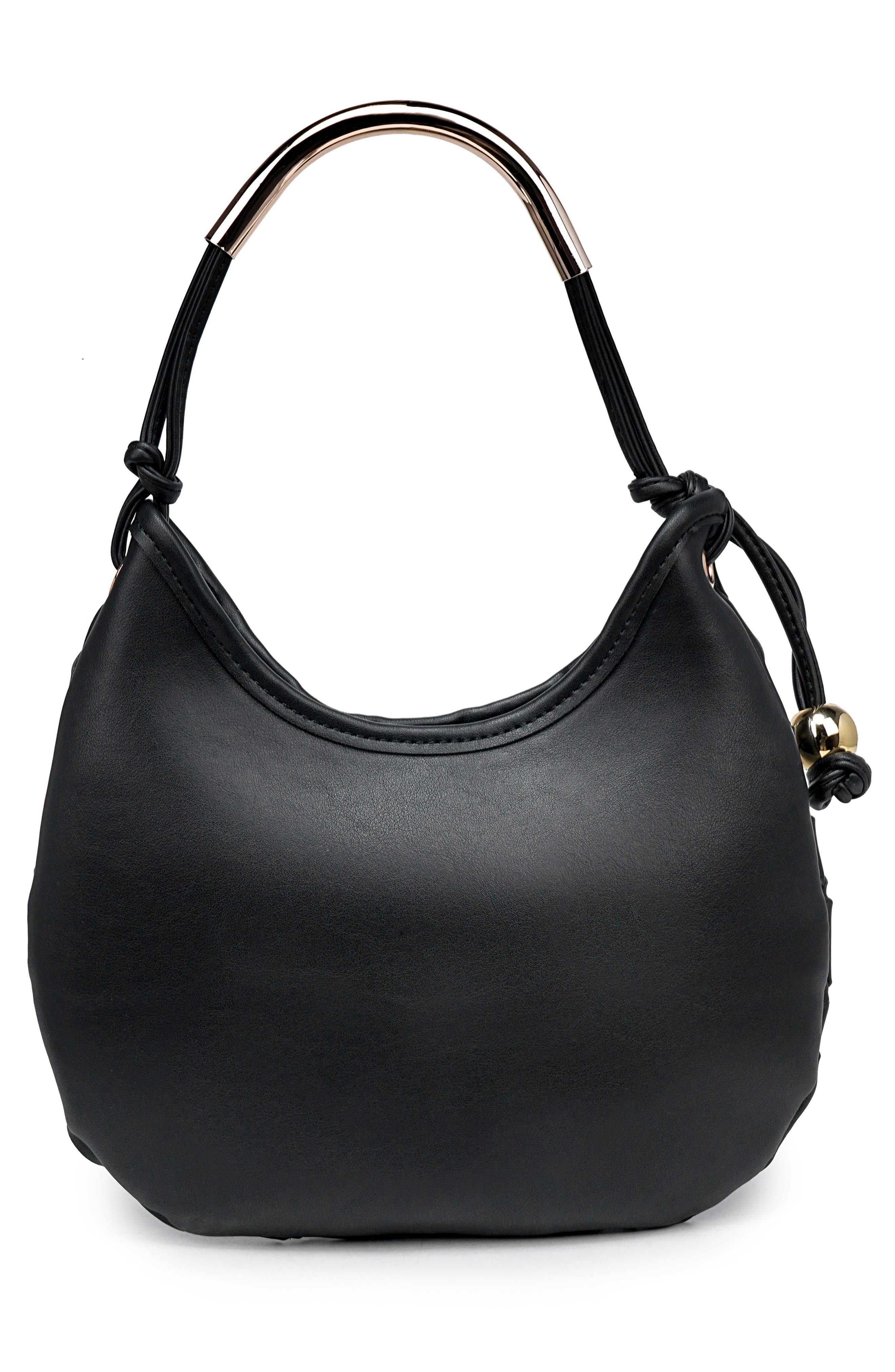 MODA LUXE Woven Faux Leather Shoulder Bag, Alternate, color, Black