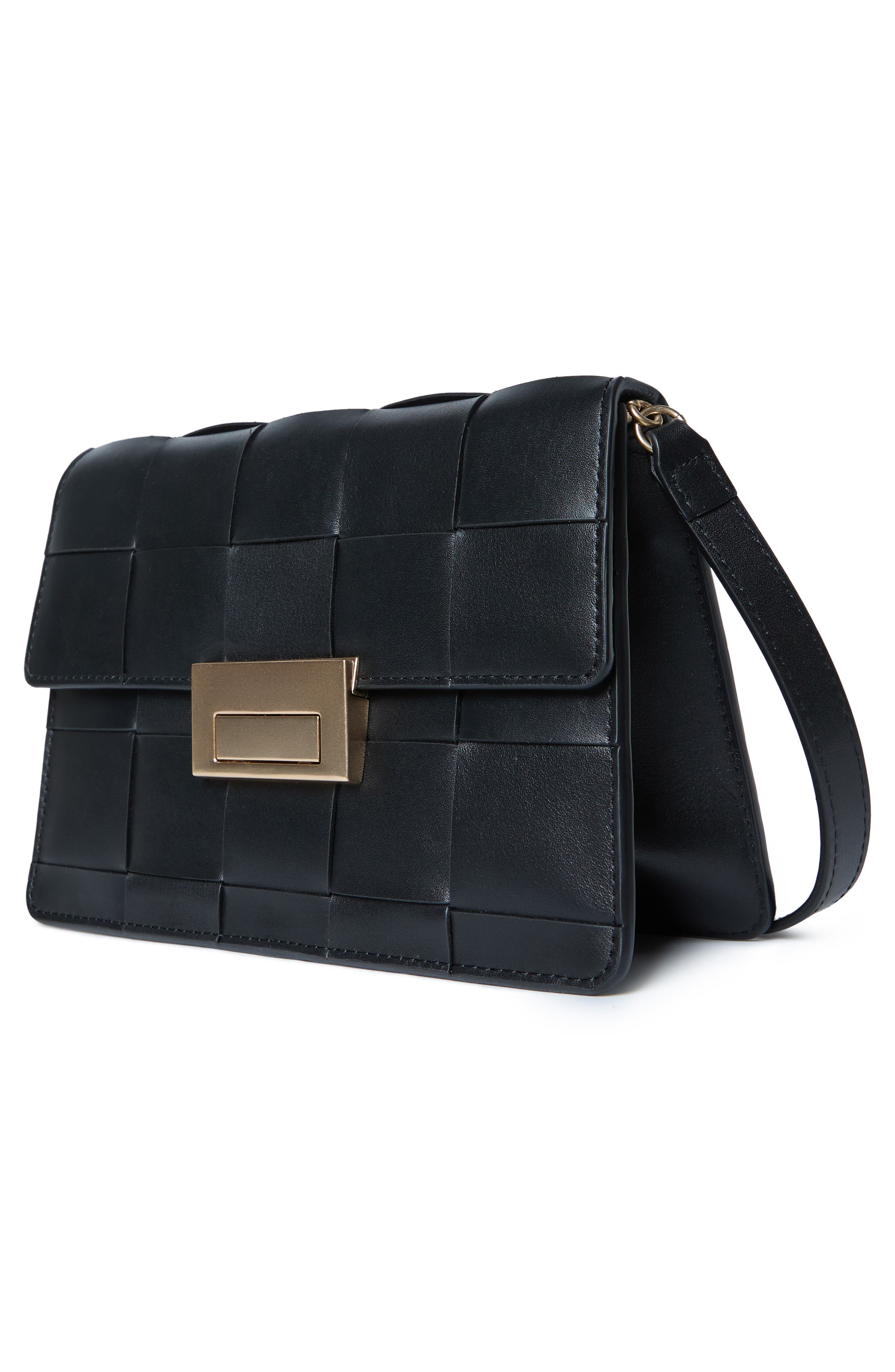 Loeffler Randall Delphine Leather Shoulder Bag, Alternate, color, Black