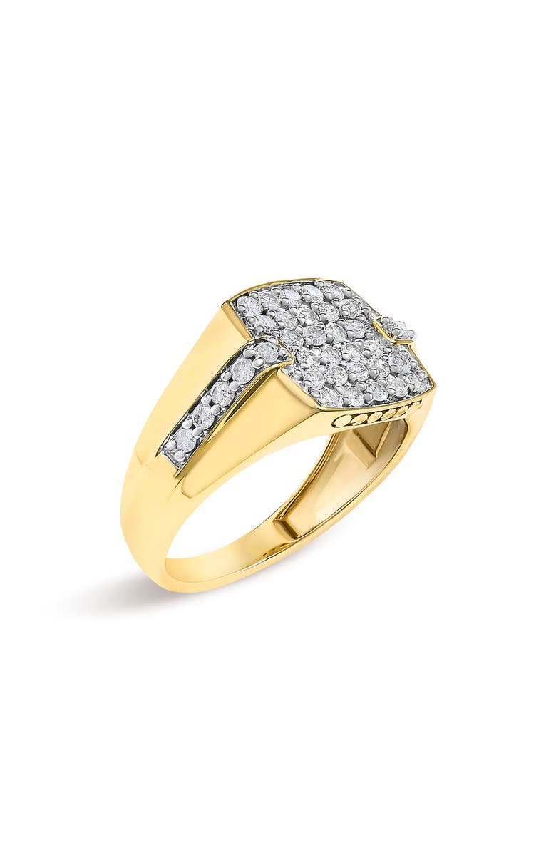 Haus of Brilliance Men's 14K Yellow Gold Plated Sterling Silver 1.0 Cttw Diamond Geometric Band Ring, Alternate, color, Yellow Gold Over Silver