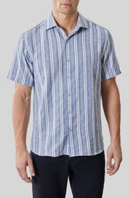 Robert Barakett Daiki Stripe Short Sleeve Button-Up Shirt