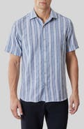 Robert Barakett Daiki Stripe Short Sleeve Button-Up Shirt