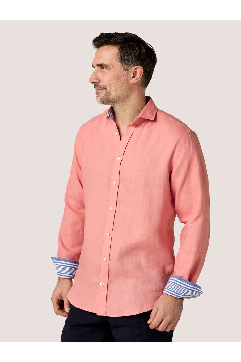 Classic Linen Long Sleeve Shirt, Alternate, color, Salmon Pink