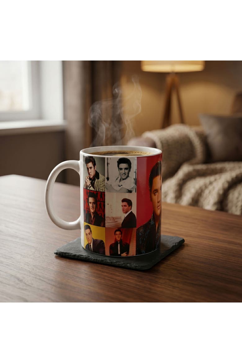 11 oz Elvis Presley Portrait Composite Ceramic Mug, Alternate, color, White