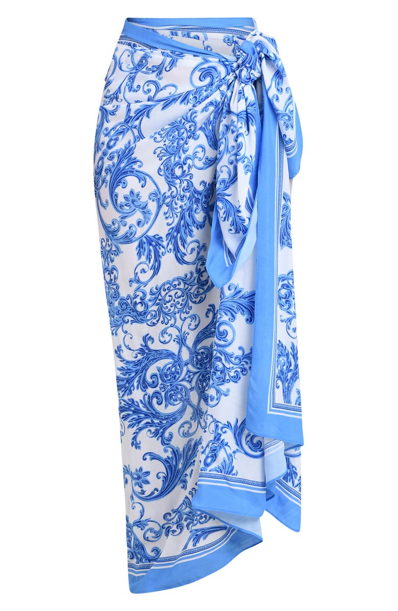 L'AGENCE Maribel Baroque Cover-Up Pareo, Alternate, color, Blue