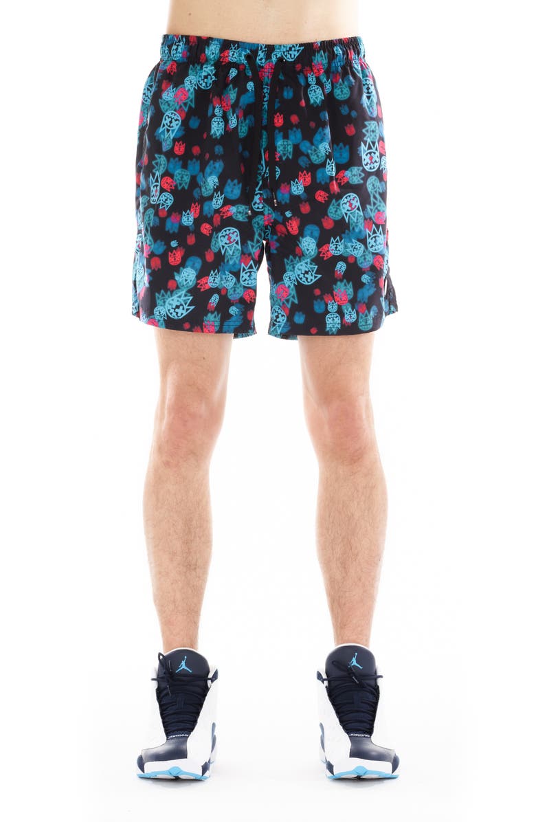 Cult of Individuality Print Swim Trunks, Main, color,