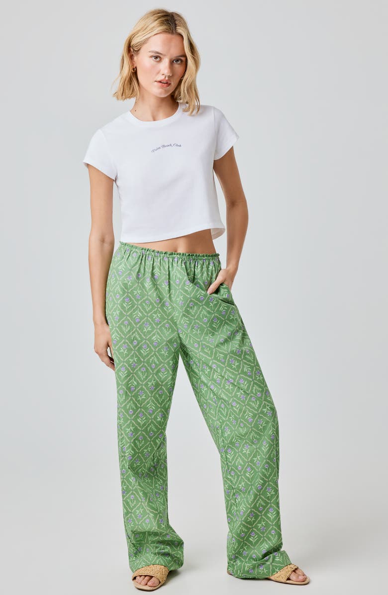 Florence by Mills Lace Trim Wide Leg Cotton Pants, Alternate, color, Palm Beach Floral