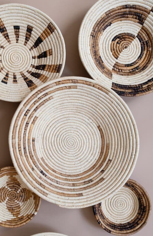 Maadili Collective Large Breaking Waves Basket In Brown & Natural Fiber