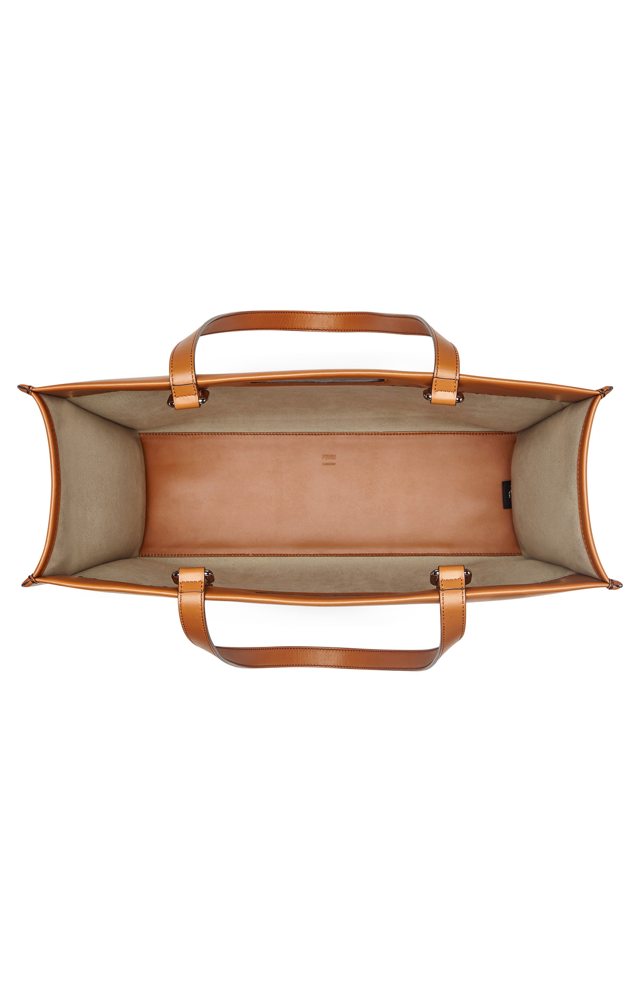 Fendi Logo Debossed Leather Tote, Alternate, color, 