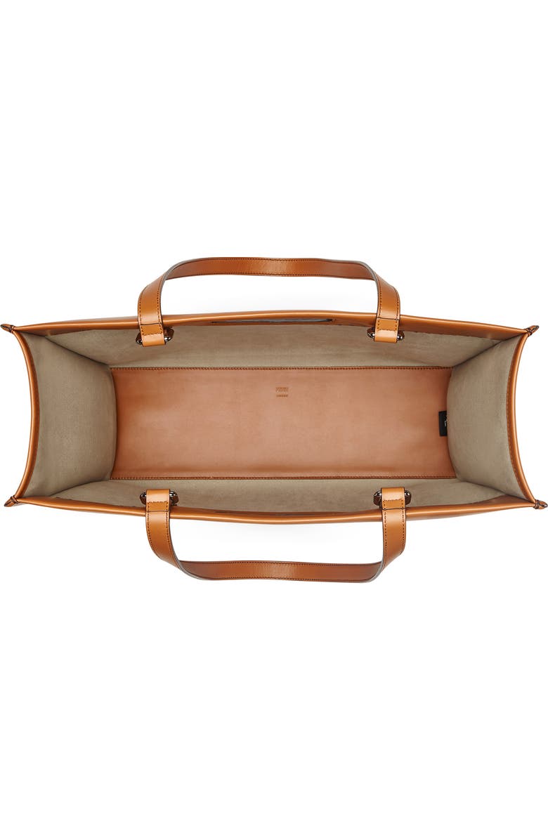 Fendi Logo Debossed Leather Tote, Alternate, color,