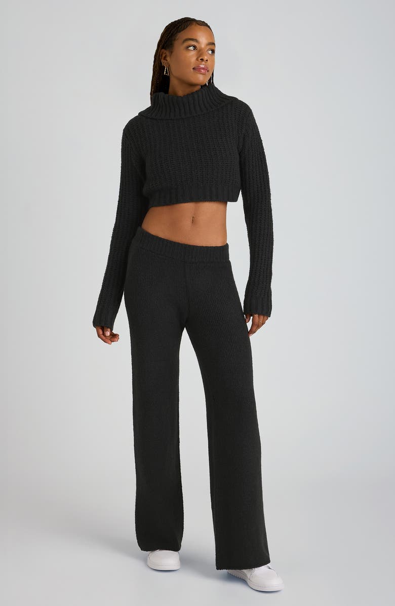 Florence by Mills Mid Rise Wide Leg Knit Pants, Alternate, color, Black