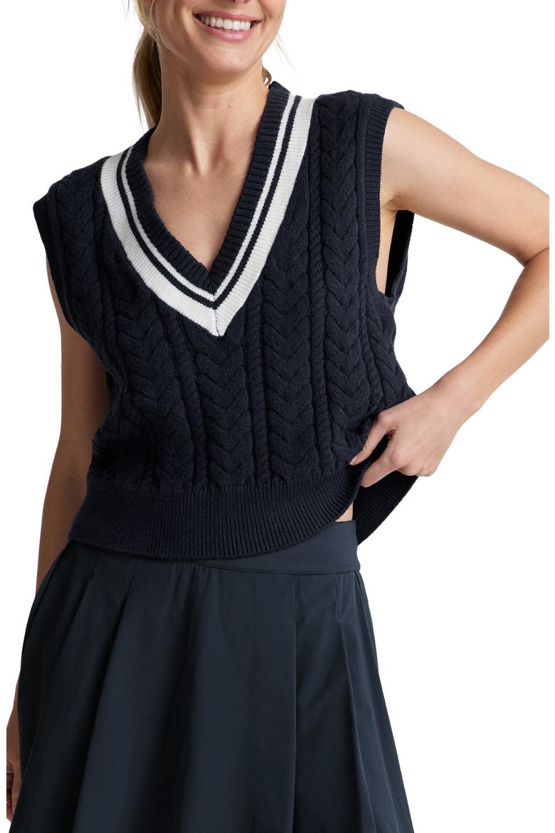 Cable Tipped Sweater Vest, Main, color, NOCTURNAL NAVY