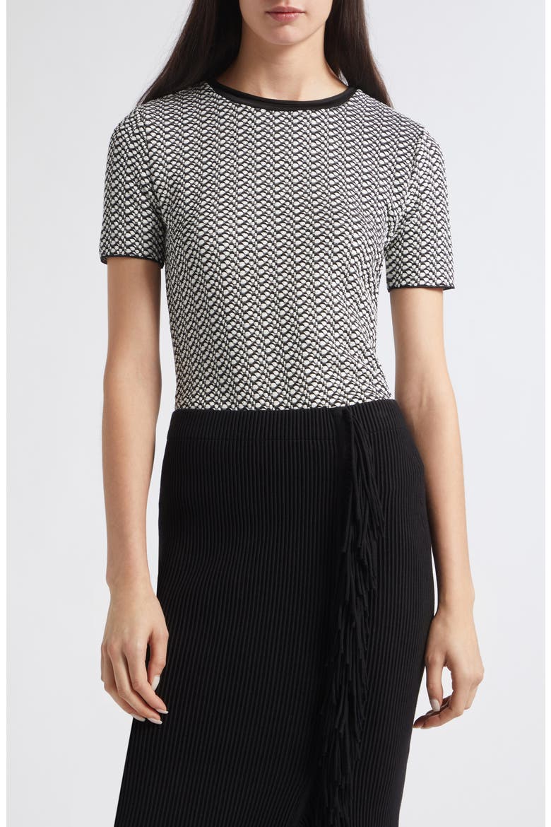 Jerseywear Geometric Jacquard Jersey Tee, Main, color, SOLID BLACK