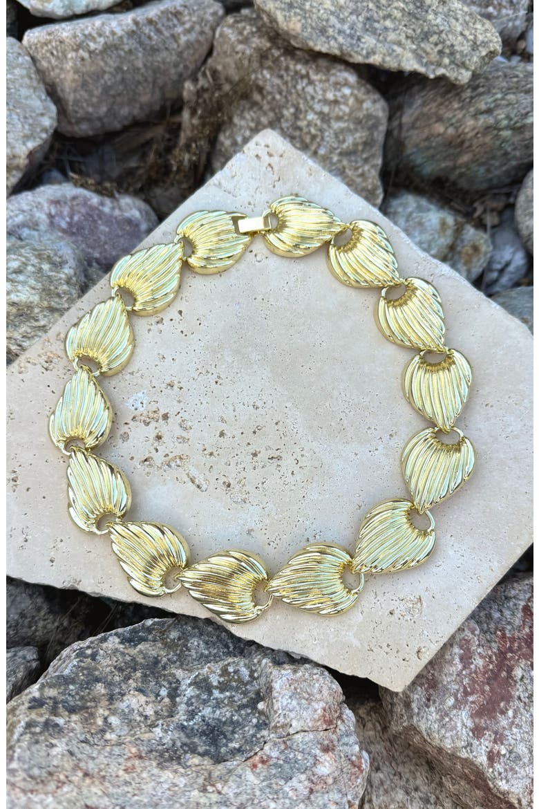 14K Gold Plated Deco Link Necklace, Alternate, color, GOLD