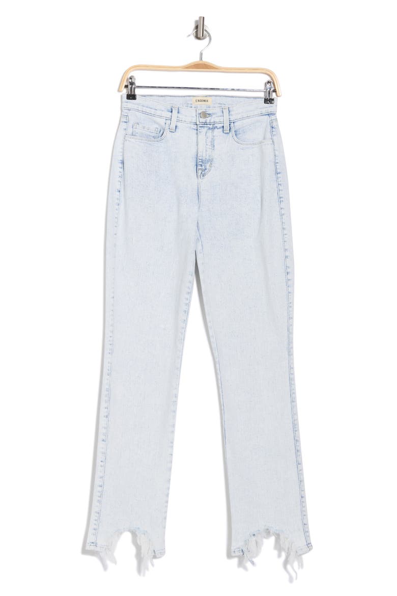 Harmon High Waist Slim Raw Hem Jeans, Alternate, color, ELECTRA