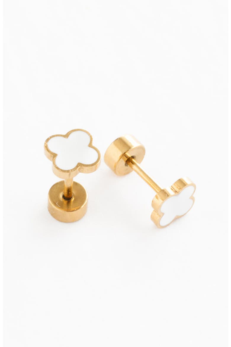 Quatrefoil Stud Earrings, Alternate, color, White