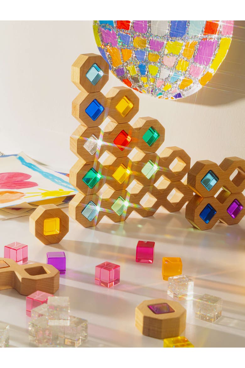 Austin Geometric Wood & Acrylic Building Blocks Set, Alternate, color, Multicolor