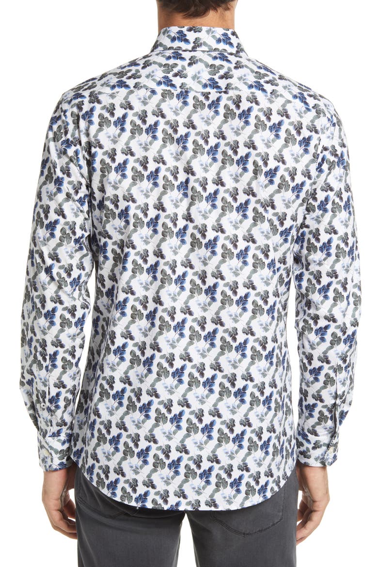 Harold Hi-Flex Stretch Leaf Button-Up Shirt, Alternate, color, PINE