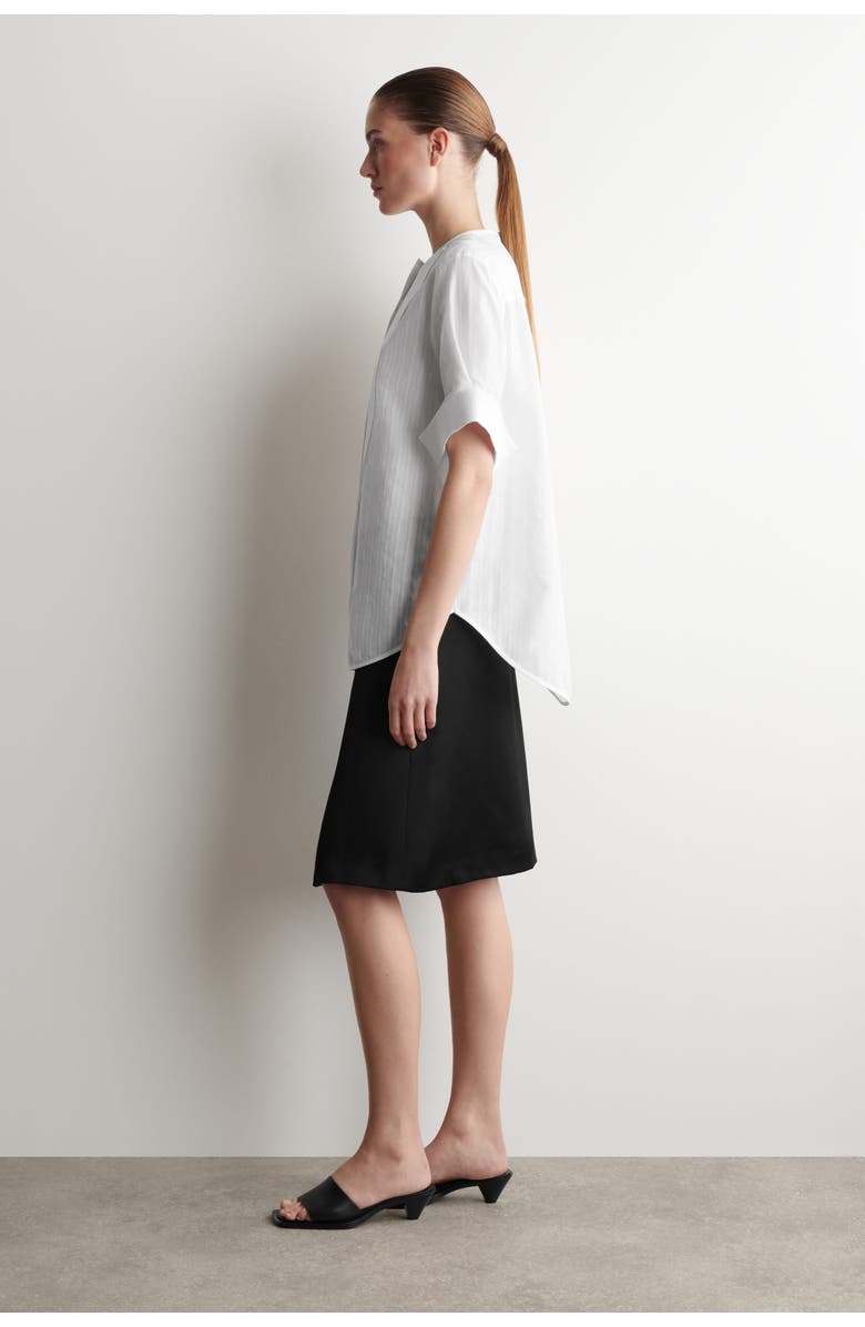 COS Bib-front Stripe-jacquard Cotton Shirt, Alternate, color, White