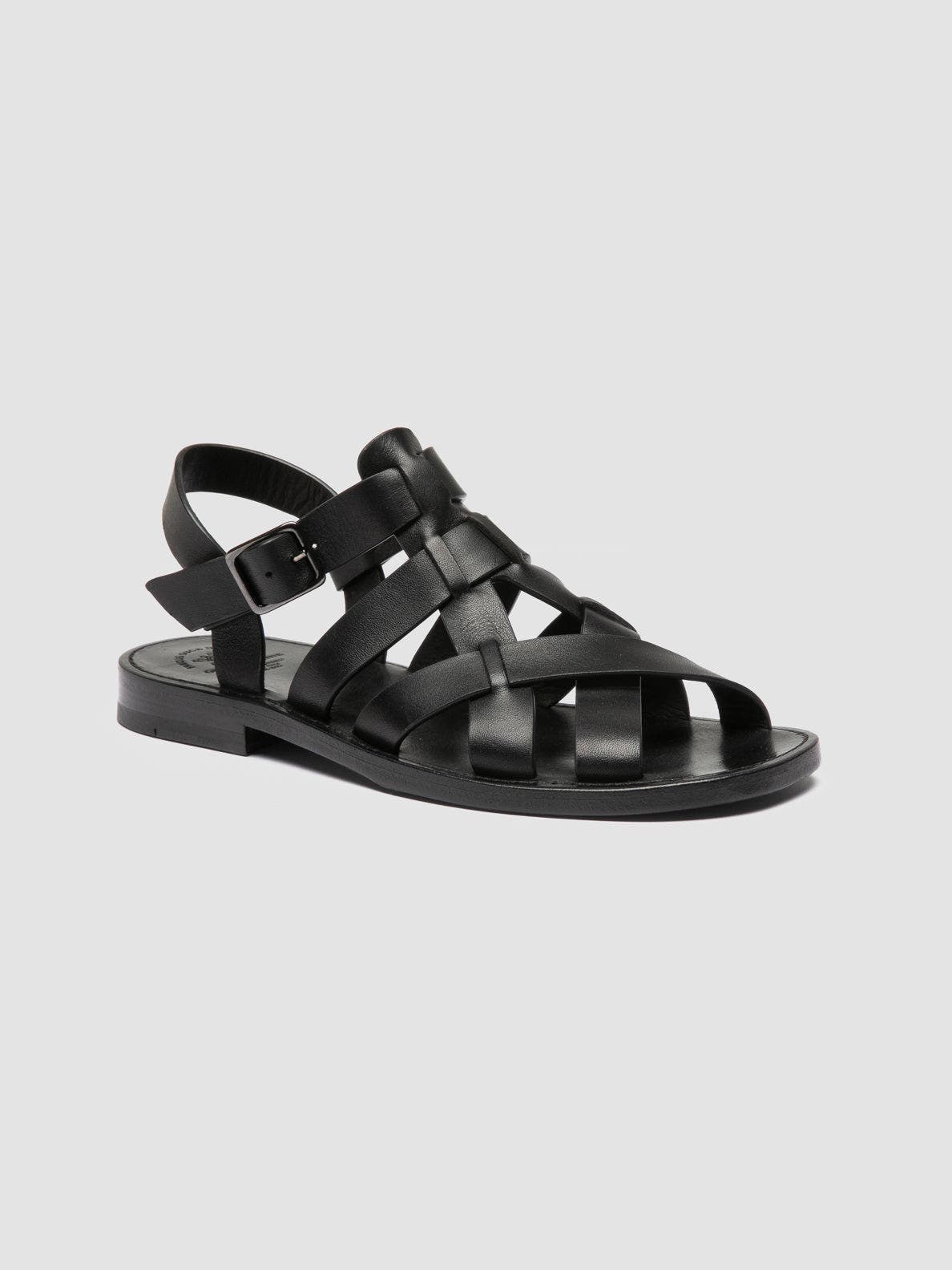 Officine Creative Ganema 105 Leather Fisherman Sandals, Alternate, color, Black
