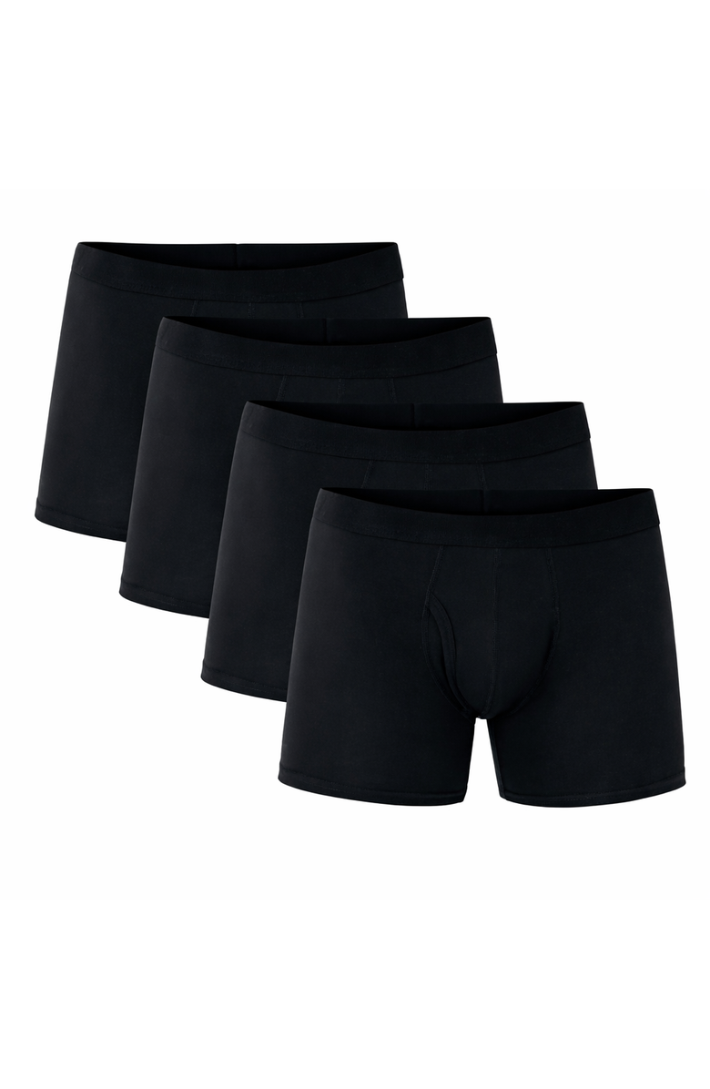 Pact Everyday Boxer Brief 4-Pack Made With Organic Cotton, Main, color, Black