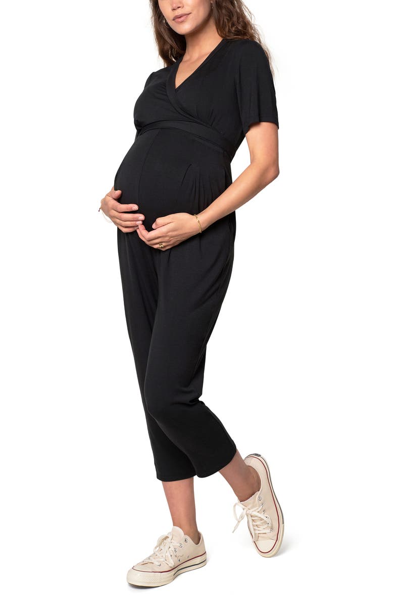 Ingrid & Isabel <sup>®</sup> Crop Jersey Maternity/Nursing Jumpsuit, Alternate, color,