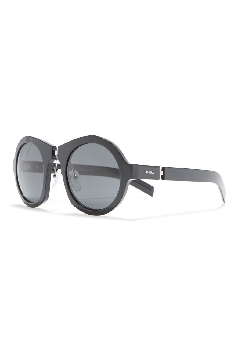 50mm Round Catwalk Sunglasses, Alternate, color, BLACK / GREY