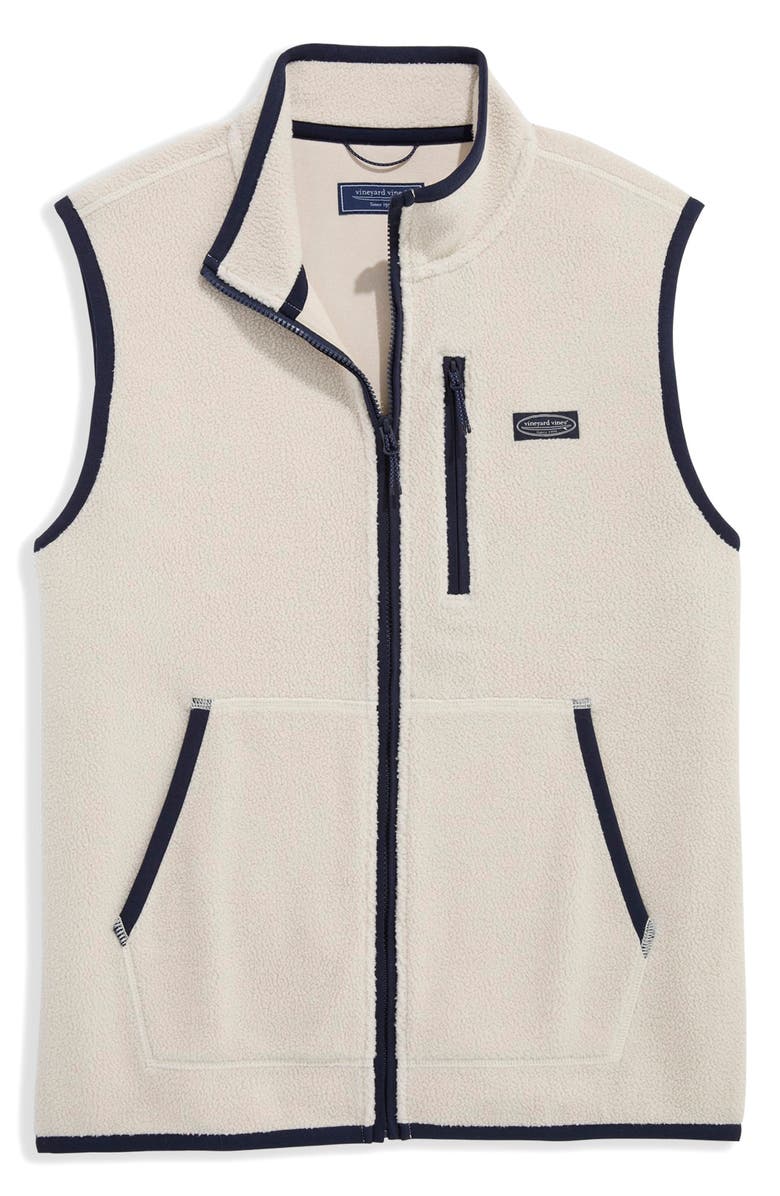 vineyard vines Bonfire Fleece Vest, Alternate, color, Stone