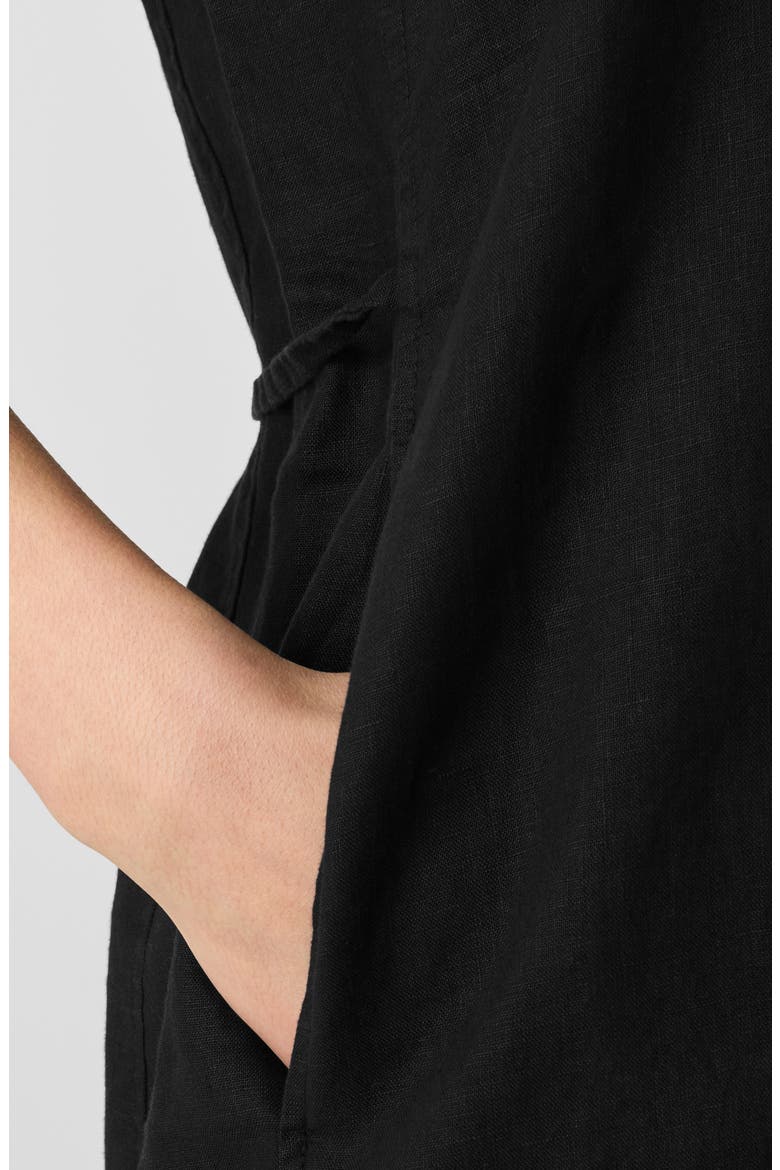 Jewel Neck Organic Linen Shift Dress, Alternate, color, BLACK