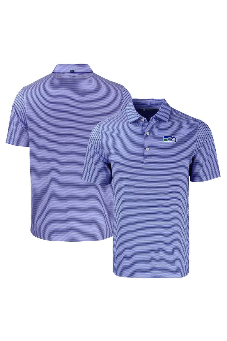 Men's Cutter & Buck  Royal/White Seattle Seahawks Throwback Forge Eco Double Stripe Stretch Recycled Polo, Main, color, Royal