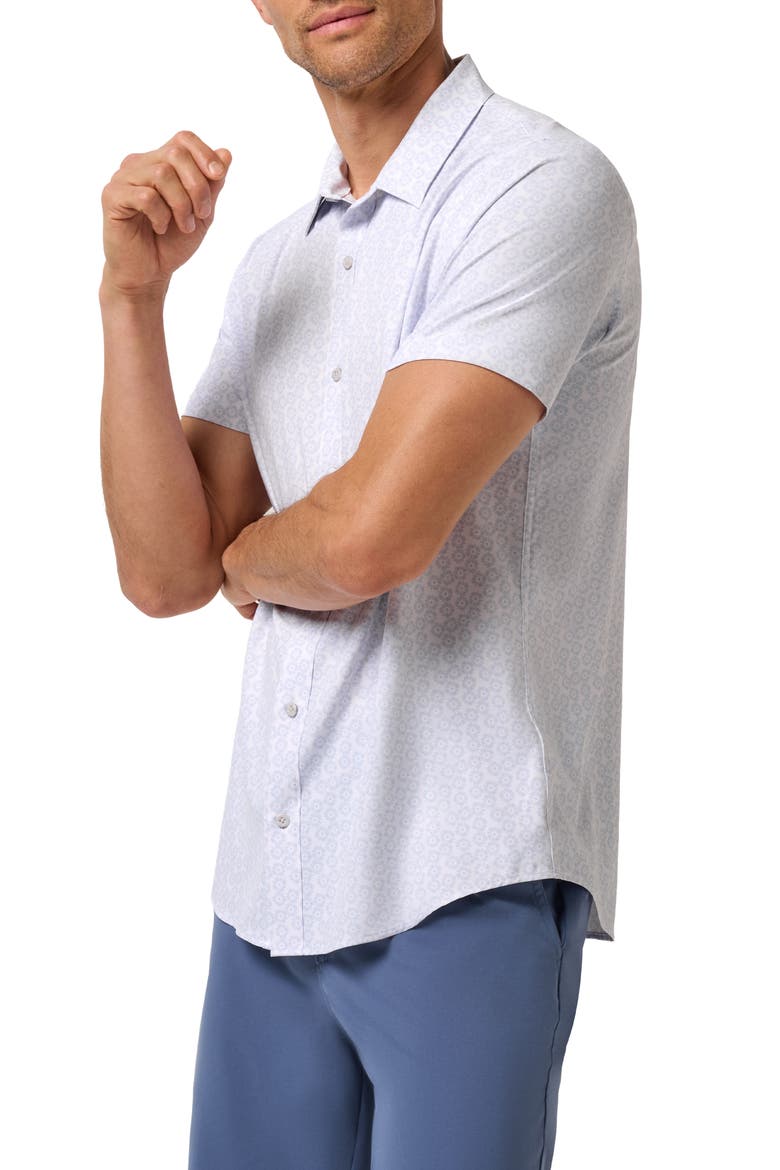 Techwoven Sunlight Floral Short Sleeve Performance Button-Up Shirt, Alternate, color, WHITE