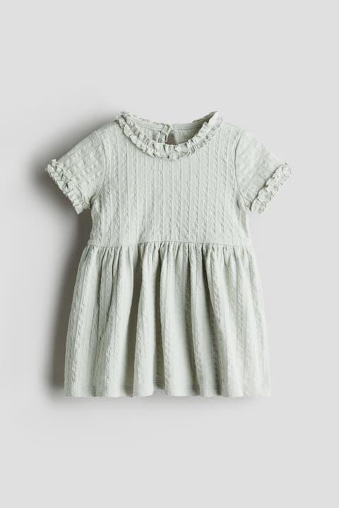 Frill-trimmed Jacquard-jersey Dress