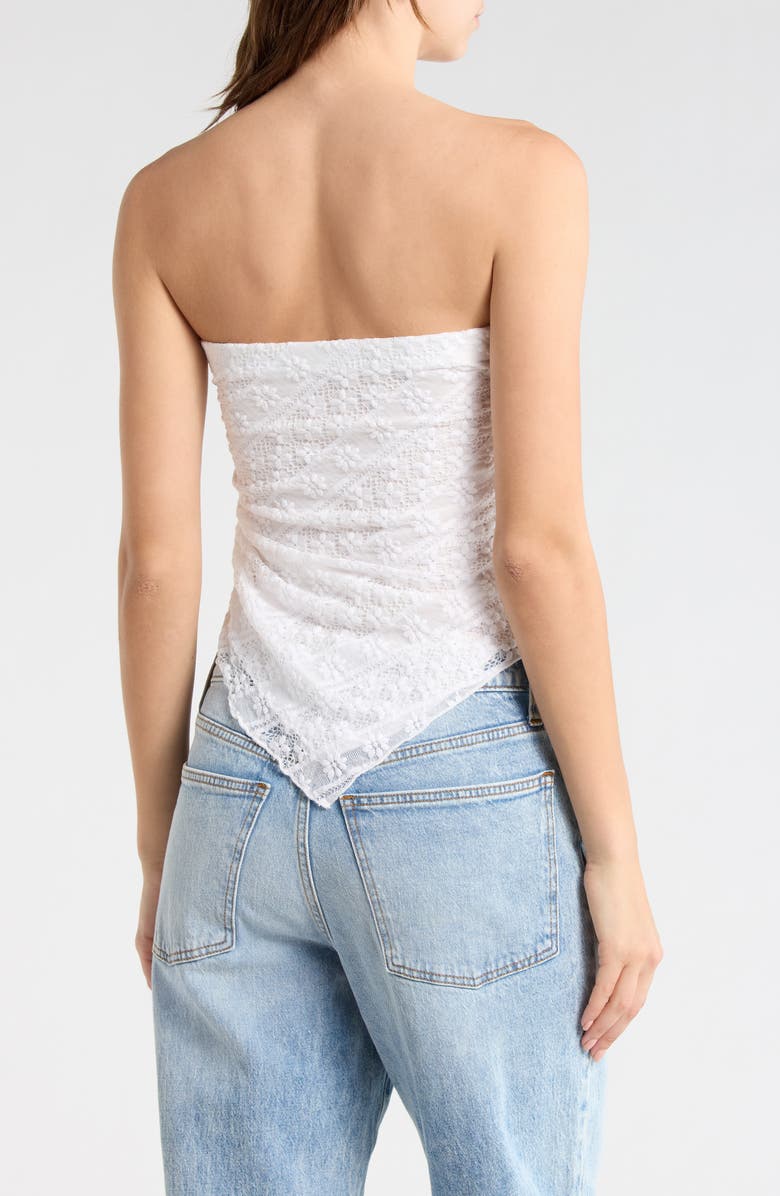 Madden Girl Asymmetric Ruched Tube Top, Alternate, color, White Combo