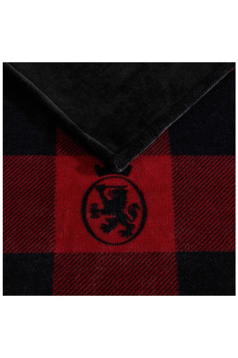 Prep Rally Crest Check Throw Blanket, Alternate, color, GARNET RED/ BLACK