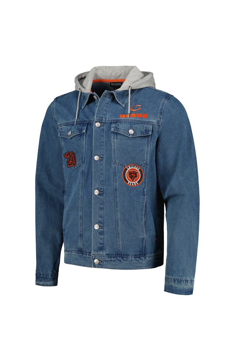THE WILD COLLECTIVE Men's The Wild Collective Chicago Bears Hooded Full-Button Denim Jacket, Alternate, color, 