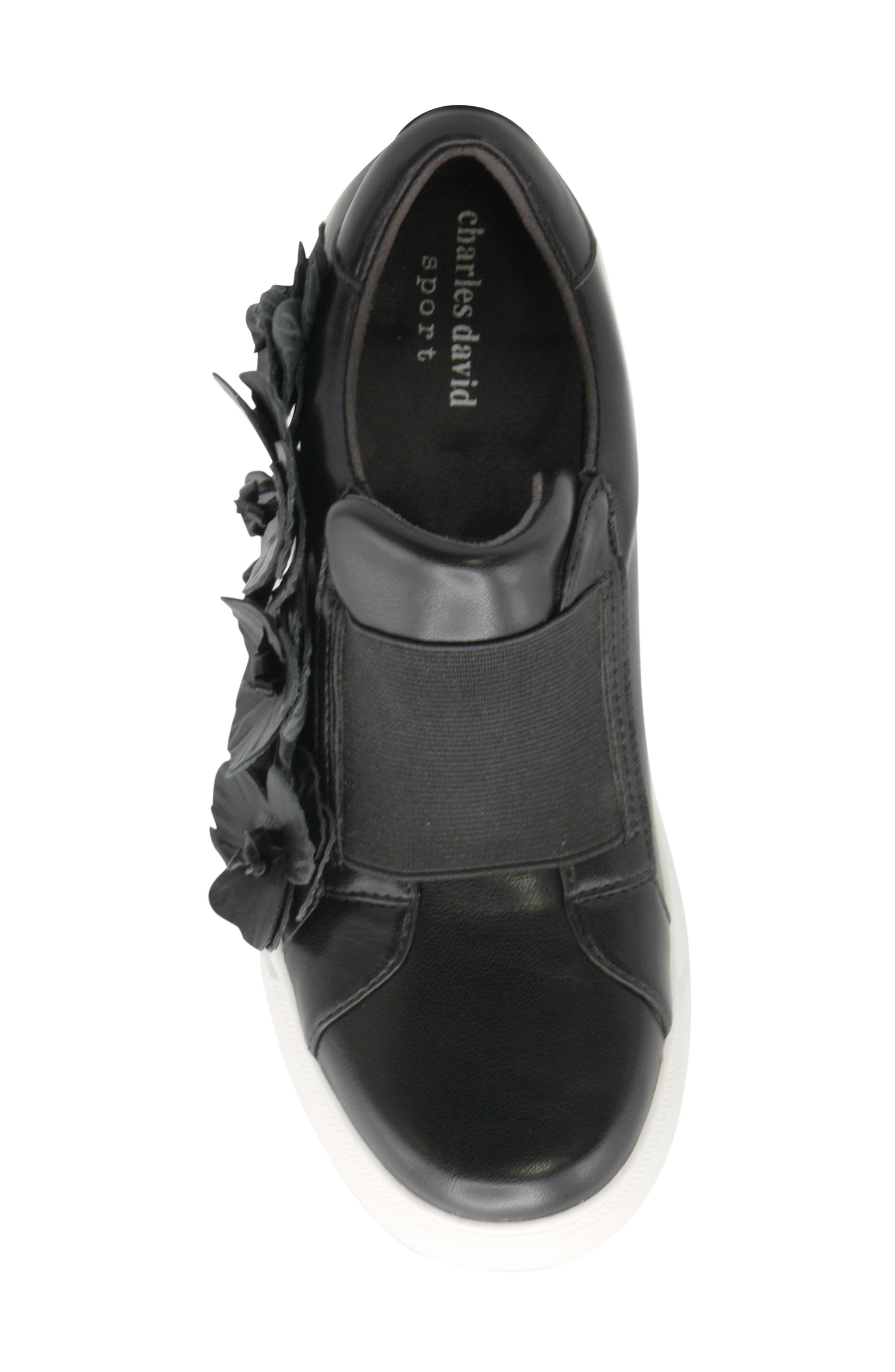 Charles David Rachelle Floral Embellished Wedge Sneaker, Alternate, color, Black