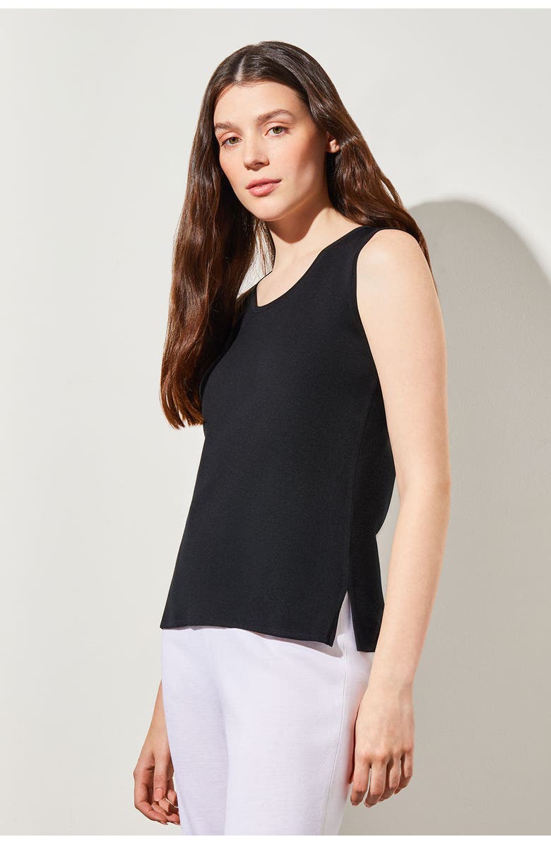 Ming Wang Mid-Length Scoop Neck Knit Tank, Alternate, color, Black