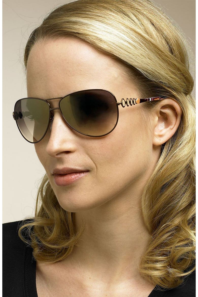 'Quadratini' Metal Aviator Sunglasses, Main, color, BROWN