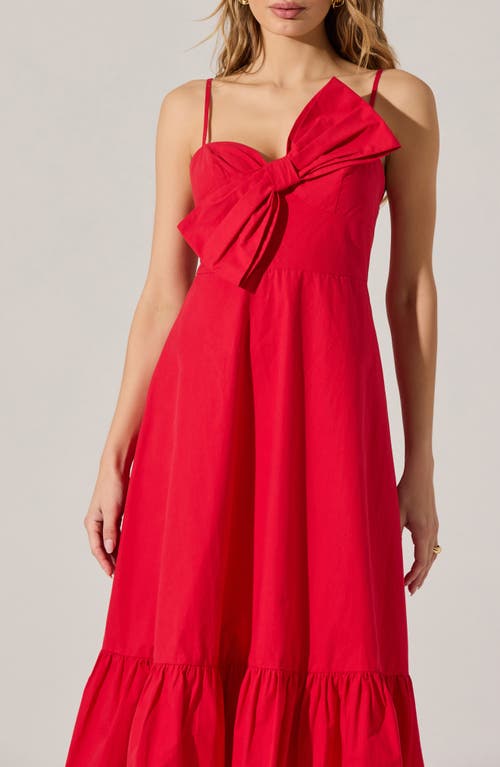 Astr The Label Twisted Bow Detail Cotton Dress In Red
