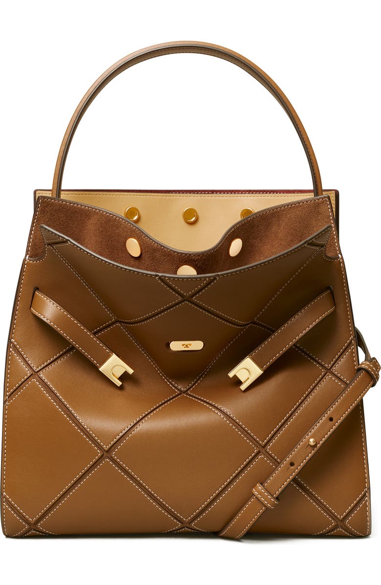 Tory Burch Lee Radziwill Leather Diamond Double Bag, Main, color,
