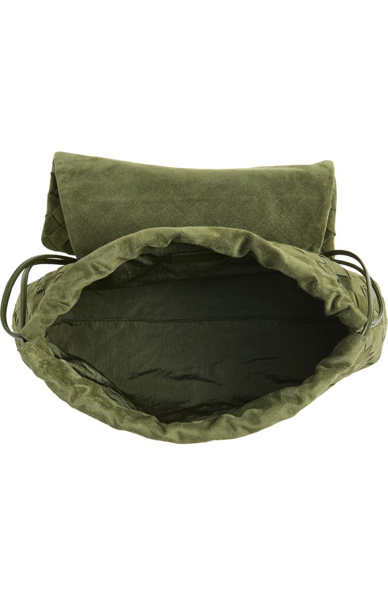 Bottega Veneta Giorno Intrecciato Suede Shoulder Bag, Alternate, color, 3785 Green Tweed-Gold