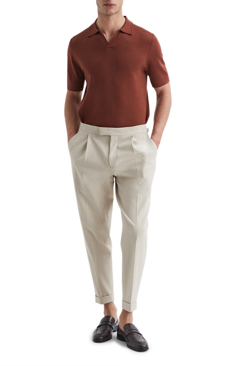 Reiss Duchie Johnny Collar Short Sleeve Wool Polo Sweater, Alternate, color, 