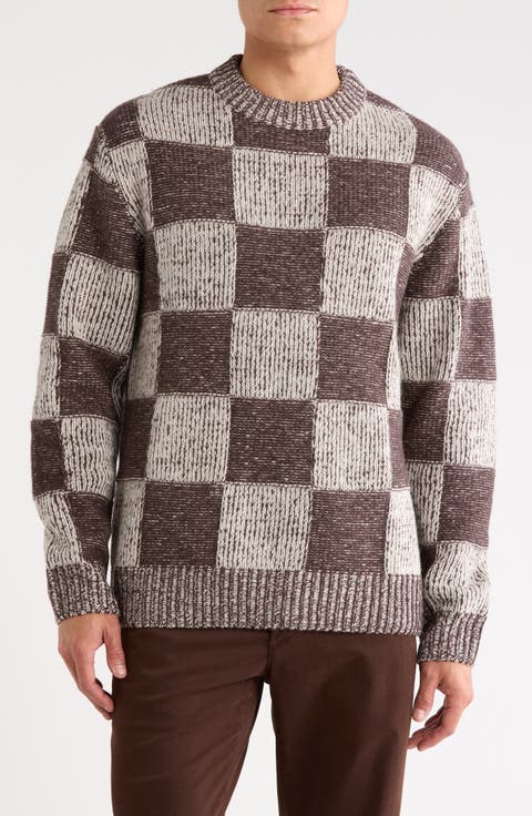 Checkered Wool Crewneck Sweater