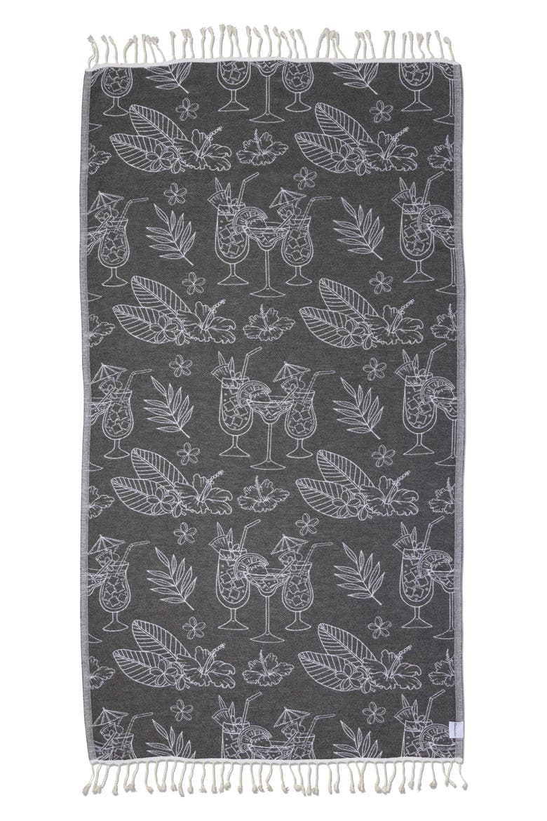 Tropical Drink Organic Turkish Towel, Main, color, Black