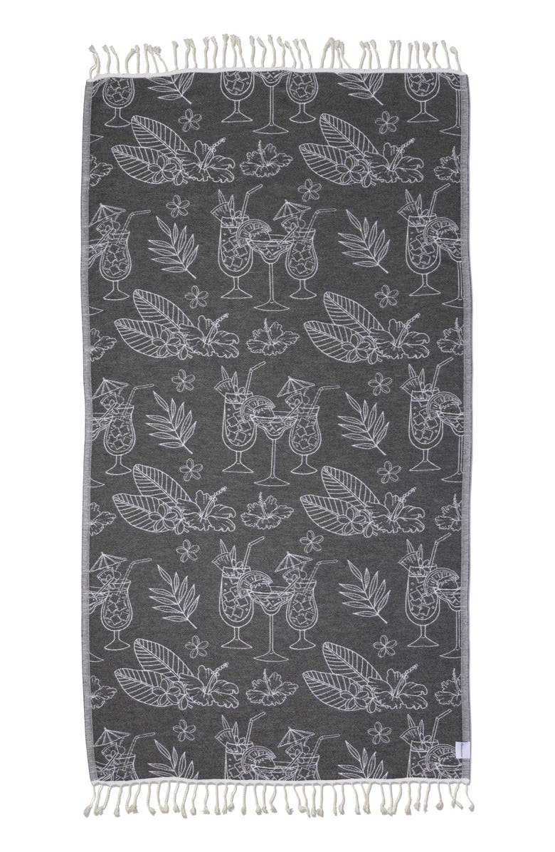 InfuseZen Tropical Drink Organic Turkish Towel, Main, color, Black